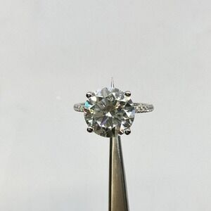 Moissanite Diamond Ring 5 Ct Engagement Wedding Round Cut Solitaire GRA Size 6